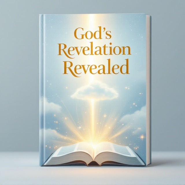 A serene light blue gradient background transitioning from a softer hue at the top to a slightly deeper tone at the bottom. At the center, a golden ray of light breaks through a partially open cloud, symbolizing divine revelation. Silhouettes of a peaceful open Bible lie in the foreground with glowing edges. Wispy, flowing lines connect the elements seamlessly, evoking unity and compassion. Subtle floral patterns faintly blend into the edges for a touch of elegance and love.