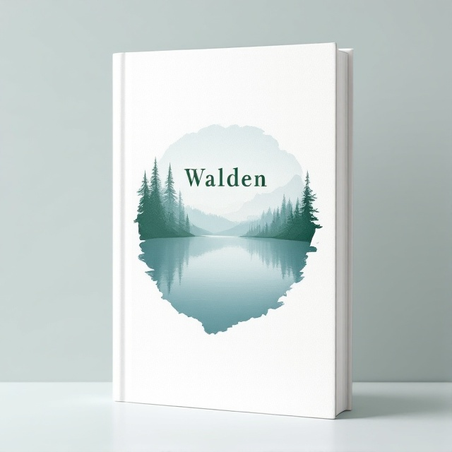 A minimalist white background with a large, centered outline of a serene lake. The design features subtle forest silhouettes along the top and bottom edges, fading into the background. A slight gradient of light blue emanates from the lake's outline, fading outward into the white space.