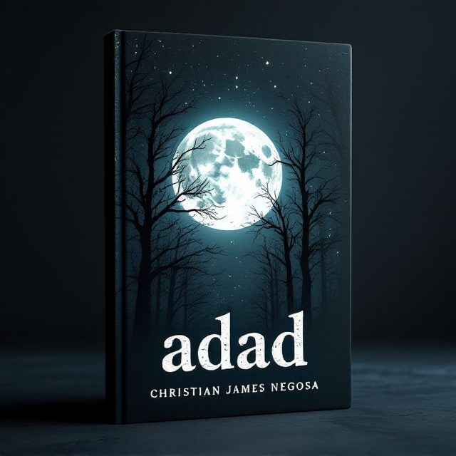 A large, glowing full moon takes center stage, slightly off-center to the top right. Silhouetted against the moonlight are tall trees with bare, jagged branches that stretch across the cover. A scattering of faint stars fills the background around the moon. The overall atmosphere is dark and mysterious, with an ombre effect in the background—starting with deep black at the top and fading into dark navy at the bottom. Subtle shadowing lends additional depth.