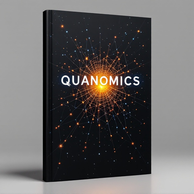A dark black background with scattered, glowing dots connected by delicate blue and red lines, forming a network of geometrical shapes representing qubits. At the center, there is a dense focal point glowing with an intense yellow hue, symbolizing the "management" or control mechanism. The effect creates a layered, cybernetic feel. Thin white outlines of interconnected hexagonal grids faintly overlay the background, adding depth and structure.