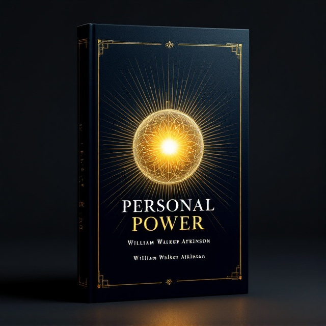 A minimalist design with a central glowing orb symbolizing "power" and "energy." The background features subtle gradients transitioning from deep indigo to vibrant gold, evoking introspection and strength. Thin geometric lines radiate outward from the orb, reflecting personal growth and connection.