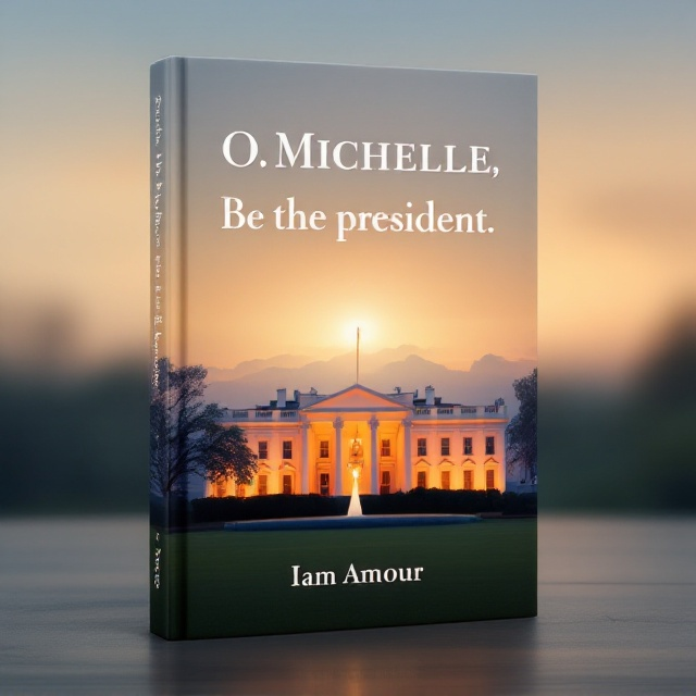 A centered image of the White House, softly illuminated during a serene sunrise. In the foreground, a slightly translucent overlay of the Statue of Liberty’s torch, as if blending hope with leadership. The background is a gradient transitioning from soft orange at the top to calm blue at the bottom, evoking a sincere and peaceful emotion.