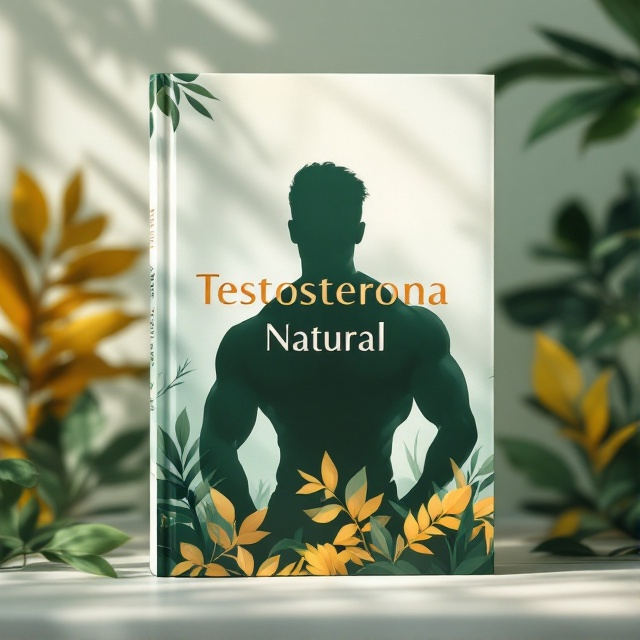 A minimalistic yet bold composition featuring a muscular silhouette of a man in a subtle matte gradient, surrounded by natural elements like leaves and sunlight rays. The image has a clean background with shades of deep green and gold tones symbolizing vitality and nature, giving a modern and professional aesthetic.