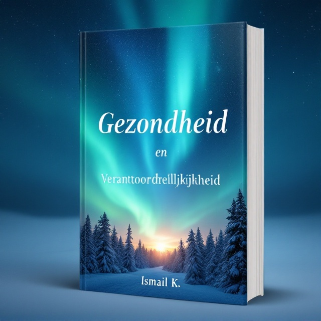 The cover showcases a breathtaking scene of the northern lights stretching across the night sky, blending shades of ethereal blue and green. Below the lights, a serene, snow-covered forest provides a sense of grounding and balance. A subtle aura of soft gradient fades upward, creating a glow that symbolizes mindfulness.