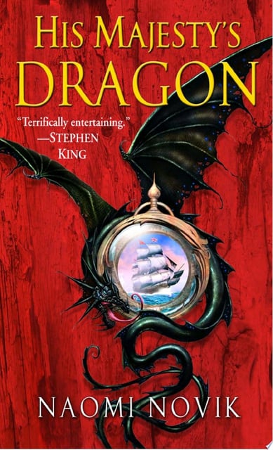 The cover features a dragon coiled around a compass-like design, set against a striking red background. The dragon's dark scales create a stark contrast with the colorful cloud-swirled circular image at its center.