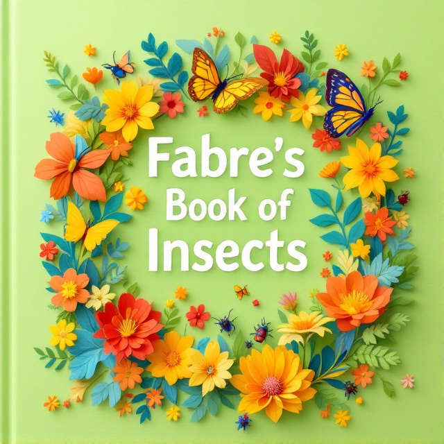 A solid lime-green, matte pastel backdrop serves as the canvas. In the center of the cover, an intricate arrangement of colorful paper-cut shapes features vibrant butterflies, beetles, flowers, and leaves in radiant yellows, blues, oranges, and reds. These elements are whimsically scattered, creating lively movement around the main title. Additional smaller insect and plant designs flow outward organically from the center.