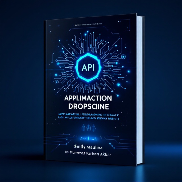 A clean, tech-inspired cover featuring a central glowing network motif. The network design resembles interconnected nodes forming API pathways, representing the programming aspect. The background is gradient-shaded blue transitioning to black, symbolizing depth and technology. Minimal circuit-board-like patterns subtly overlay the background. A faint vector diagram of a dropshipping workflow is integrated, slightly faded behind the title text.