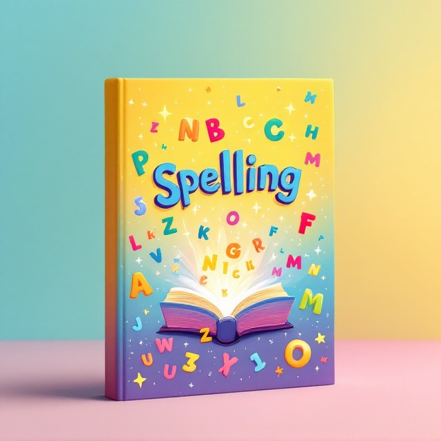 A vibrant, colorful cover featuring a whimsical, cartoon-style illustration of a magical book that appears to glow. Surrounding it are scattered letters of the alphabet in different bold, playful colors, seemingly floating mid-air. The background transitions from a cheerful yellow at the top to a calming baby blue at the bottom. There’s a subtle sparkle effect across the cover, evoking excitement and magic.