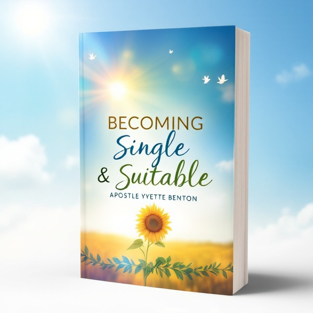 A serene image of a single, blooming sunflower in a field under a radiant blue sky, symbolizing individuality, growth, and a new beginning. Subtle hints of soft, golden sunlight filter through the sunflower petals, creating a hopeful and divine touch. In the corners, a faint watermark of doves in flight enhances the spiritual tone. The lower half of the cover features a heart-shaped vine design, seamlessly blending into the title.
