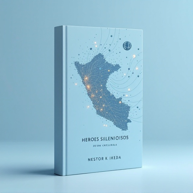 A light blue background symbolizing hope and aspiration. A detailed silhouette of Peru is placed slightly to the left-center, with small, abstracted glowing lines or soft dots moving outward, representing migrants departing from Peru and spreading globally. These lines end in faint circles around global destinations, subtly showing contribution and connection. In the top right corner, a small faded Andean symbol (like the Chakana or a llama motif) is included to hint at Peru's cultural heritage.