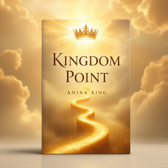 A heavenly scene with soft golden light breaking through dramatic clouds, filling the cover with a warm, spiritual glow. A majestic crown, subtly glowing in the light, sits prominently near the upper center of the cover. Below the crown, a winding golden path spirals upward toward the light, symbolizing the journey of divine purpose. The background subtly fades into soft hues of gold and white, creating depth and an ethereal atmosphere.