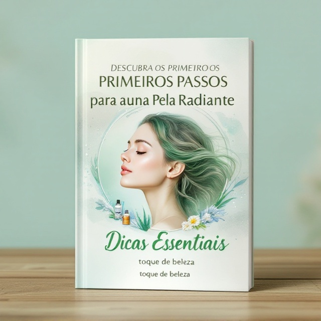 A soft, pastel mint green background with a circular, water-color-style splash in the center featuring natural product illustrations like aloe vera, chamomile flowers, and essential oil bottles. A faint texture of rippling water appears subtly in the background to evoke feelings of hydration and renewal. A woman's serene silhouette with glowing skin and flowing hair appears lightly outlined within the central circle, blending seamlessly with the soft, natural theme.