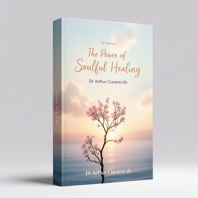 The cover features a soft, serene landscape with a fading sunrise over a calm ocean. In the foreground, a silhouette of a tree starting to bloom symbolizes renewal. Delicate, wispy clouds gracefully float across the sky, emphasizing a sense of peace and tranquility. The color palette consists of pastel hues, with gentle blues, pinks, and oranges blending harmoniously to evoke empathy, hope, and recovery.