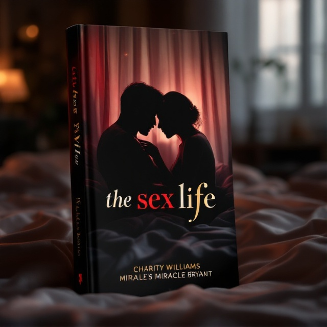 A dimly lit room with a soft-focus effect, emphasizing a couple on a bed in an intimate pose. The woman's silhouette is artistically highlighted to suggest sensuality without explicit detail, while the male figure is shown in partial shadow. Subtle ambient lighting adds a touch of allure, with silk sheets draping sensuously around them.
