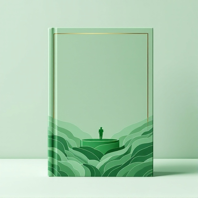 The cover features a minimalist green background, symbolizing growth and balance. In the middle, a subtle silhouette of a podium or speech microphone sits atop delicate, wavy abstract lines that resemble layered leaves. These graphical elements fade as they extend outward, creating an elegant, harmonious effect. A thin gold border runs along the edges for added sophistication.