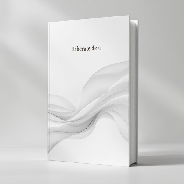 A minimalist design featuring a single, abstract silhouette suggesting a figure breaking free, with soft, flowing lines to symbolize liberation and introspection. The background is a gentle gradient of white to soft grey, creating a serene and open space.