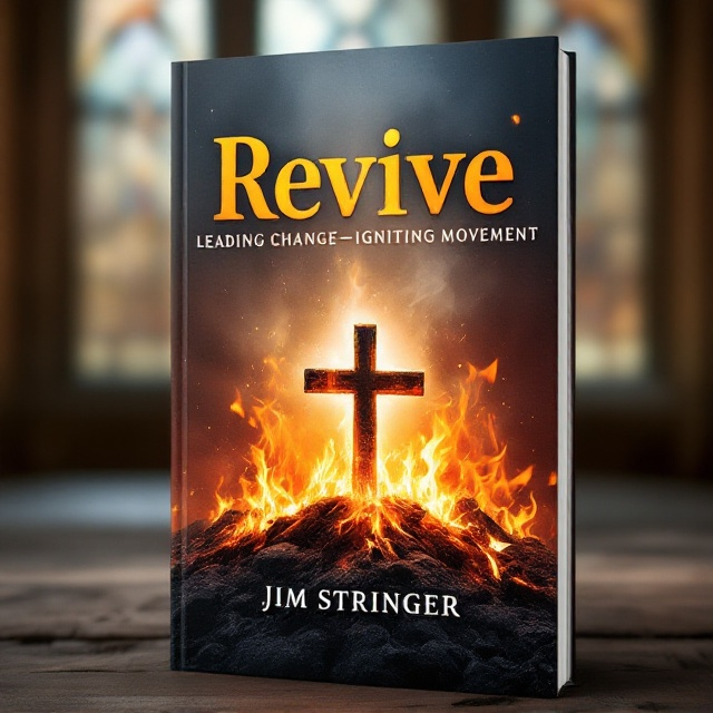 A glowing ember in the shape of a cross emerges from the ashes at the center of the cover. Surrounding the cross are bursts of vibrant flames rising upward, transitioning into hues of warm golden light. The background features a subtle outline of a stained-glass church window, blurred to add depth and focus on the central imagery. A wide, open horizon subtly blends into the bottom, symbolizing hope and renewal.