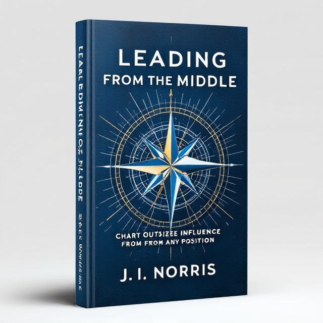 A central image of a compass rose, symbolizing guidance and direction, is placed prominently on the cover. The compass is set against a textured background of deep blue, suggesting authority and depth. Subtle lines radiate outward from the compass, creating a sense of influence spreading from the center.