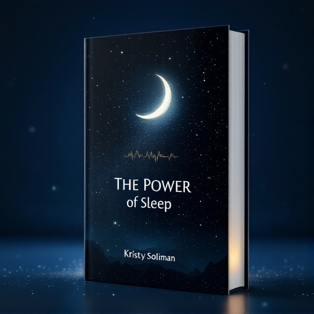 A serene night sky filled with stars, coupled with faint silhouettes of abstract brainwaves. Incorporate a digital art style with a slightly futuristic feel. In the foreground, place a gentle crescent moon emitting soft beams of light that subtly illuminate the title.