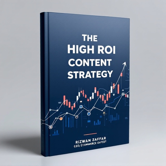 A sleek, modern design featuring a digital marketing dashboard on a dark blue background. The dashboard includes upward-trending graphs and charts, symbolizing business growth. Bold white lines crisscross the cover to add a sense of direction and strategy.