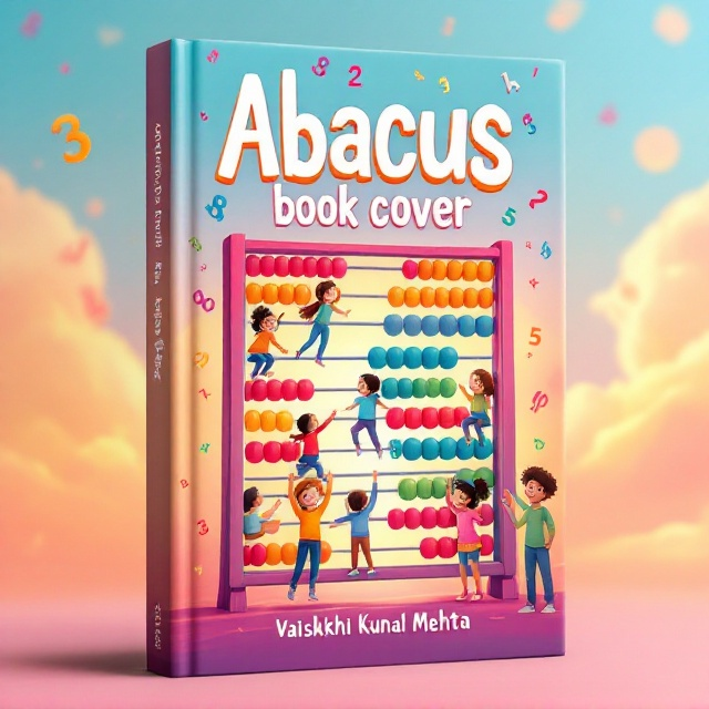 A vibrant and playful cover featuring a group of diverse kids joyfully gathered around a large, colorful abacus. There are floating numbers and mathematical symbols playfully swirling around them. The background is a soft pastel gradient representing a sunset, implying a magical atmosphere of discovery and learning.