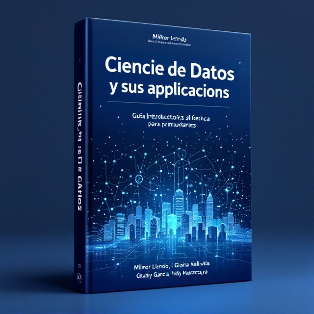 The cover features a futuristic, clean design with a deep blue gradient background, symbolizing the vast sea of data and technology. A stylized data network spreads out centrally, with interconnected nodes and lines representing Big Data and AI concepts. The nodes subtly glow with varying light intensities. Overlaying this network on the timeline structure, a faint silhouette of graphs, algorithms, and binary digits emerges, hinting at the evolution of data science over time. At the bottom, an abstract holographic visualization of data charts merges with the subtle silhouette of a city skyline, representing real-world applications.