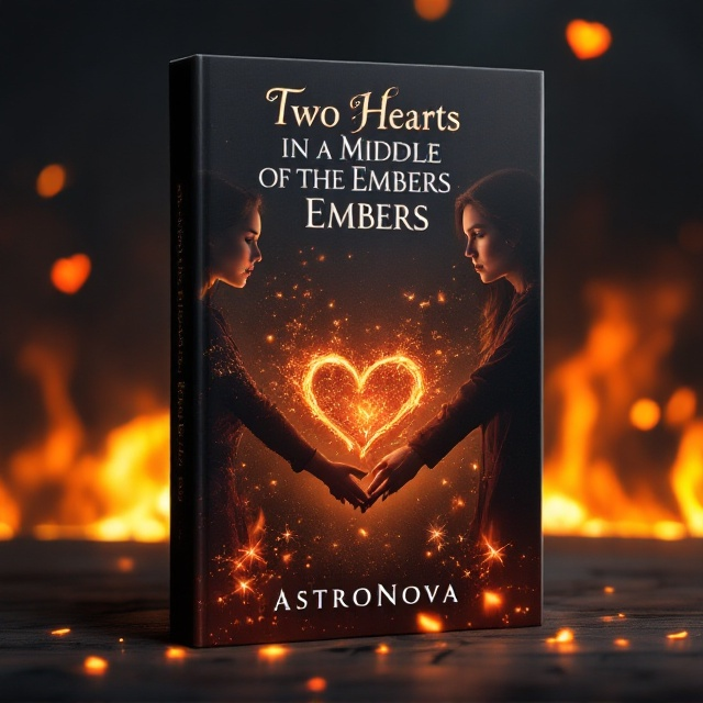 Two women are depicted on either side of the cover. The young heiress, with a conflicted yet determined expression, is shown on the left, and the lawyer, with a mysterious and slightly vengeful gaze, is on the right. In the center, their outstretched hands meet, symbolizing an unexpected connection. Background flames and subtle embers create a dynamic and intense atmosphere, signifying underlying tension and emotions.