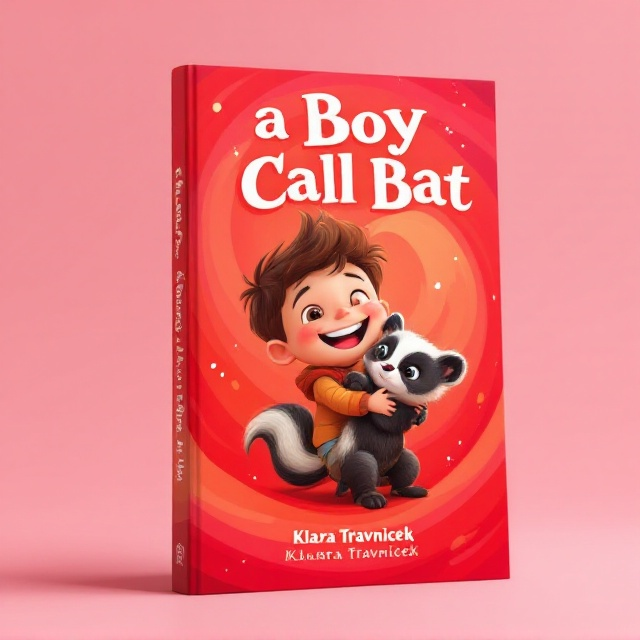 A bright, vibrant cover showcasing a joyful scene of a young boy with a delighted expression, holding a baby skunk in his arms. The background is an energetic swirl of shades of red, adding a lively and playful touch. The boy and the skunk are animated in style, exuding youthful charm and innocence with exaggerated and friendly features.
