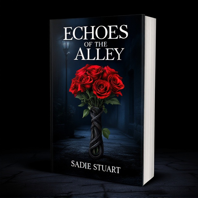 The cover features a dark alley background shrouded in shadow, with a single streetlamp casting a dim light. In the foreground, a tire iron is artistically entwined with a bouquet of deep red roses, creating a stark contrast. The tire iron and flowers are centered, drawing the eye immediately to their juxtaposition, evoking a sense of mystery and intrigue.