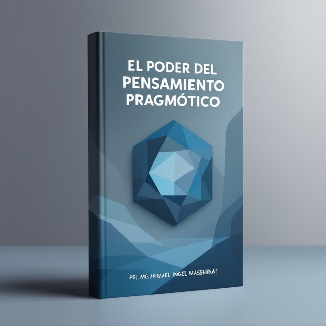 The cover features a minimalist design with a centered, abstract geometric shape in various shades of blue and gray, symbolizing the clarity and precision of pragmatic thinking. In the background, a subtle gradient transitions from a light to a dark hue, enhancing depth and focus on the central abstract shape.