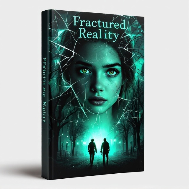 A fractured glass effect spreads across the cover, with some shards displaying the girl’s face in varying emotional states of fear, love, and confusion. The background transitions from a normal suburban landscape to a dark, ominous government facility draped in shadow and glowing with an eerie green hue. In the bottom corner, a pair of shadowy figures in tactical gear is faintly visible, emphasizing the hunt. Soft tendrils of light dance around the girl, hinting at her unknown powers.