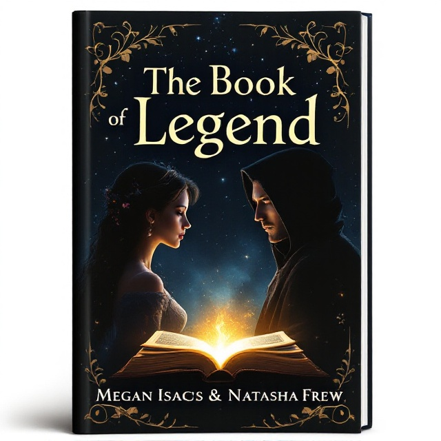 The cover features the side profiles of a princess and a thief facing away from each other, set against a dark, starry night sky. The two figures are slightly shadowed to emphasize the mood of mystery. Positioned at the center bottom of the cover is an open ancient book, from which a warm, golden glow emanates towards the top. This light subtly illuminates the profiles and casts soft shadows. Vines and ancient symbols are faintly etched around the characters, enhancing the fantasy element.