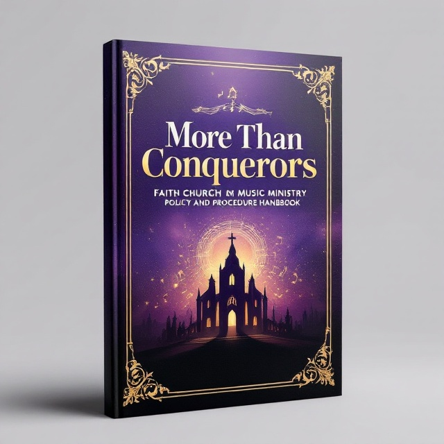 The cover features a majestic illustration of a musical staff with notes that fade into a silhouette of a church at the center. The background is awash with a gradient of royal purple, giving a regal feel, while delicate golden ornate patterns frame the top and bottom of the cover, hinting at both sophistication and a spiritual tone.