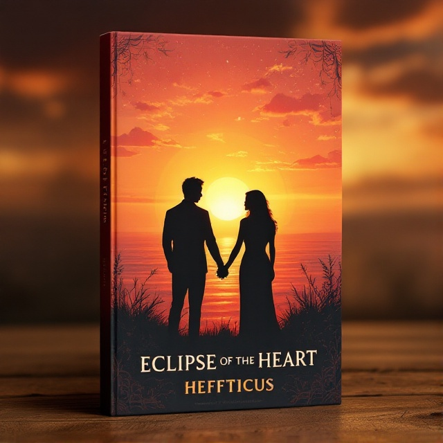 A silhouetted couple holding hands in the foreground against a mesmerizing sunset. The backdrop is a blend of cultural motifs representing diversity, with a vast horizon symbolizing endless possibilities. Soft shadows and light interplay to evoke emotions.