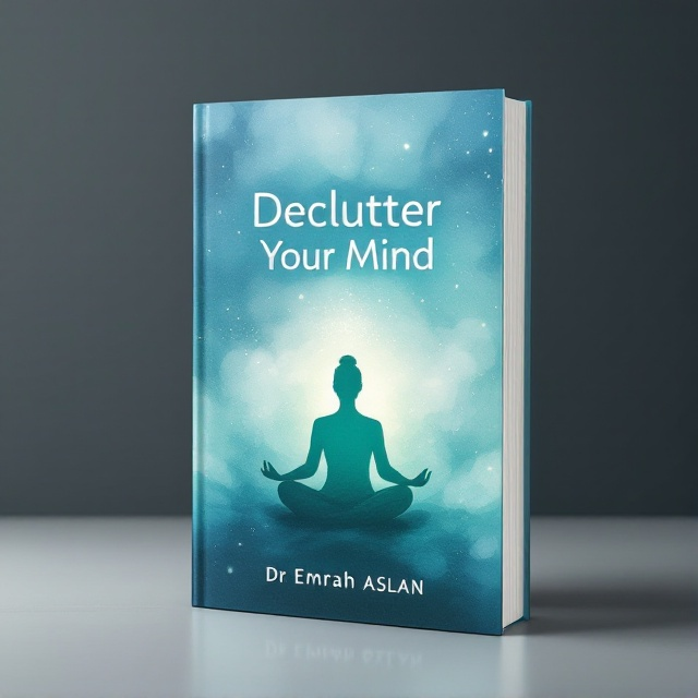 A serene and minimalistic cover with a silhouette of a person meditating at the center. Behind the silhouette is a soft watercolor gradient ranging from deep blues at the bottom to calming greens at the top, symbolizing the transition from chaos to clarity. Above the silhouette are delicate, transparent wisps representing thoughts being released.