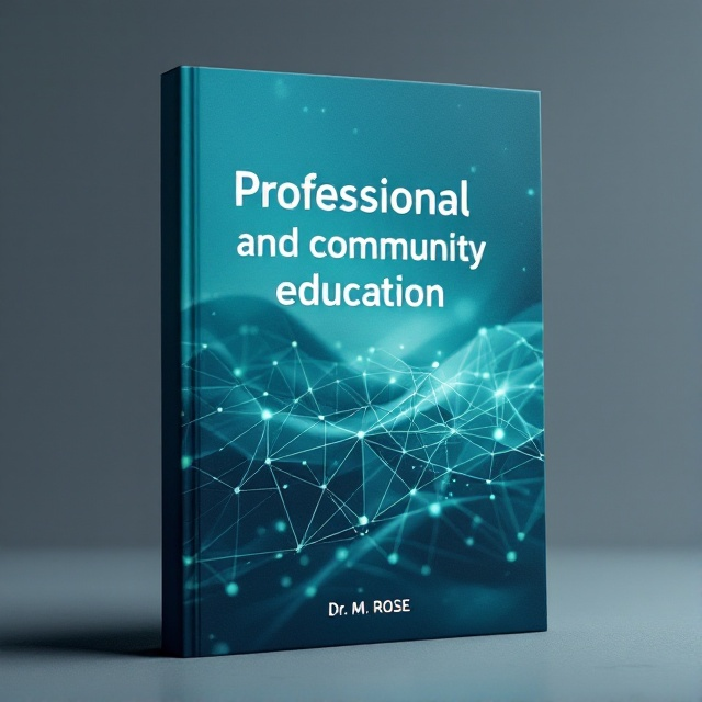 The cover features an abstract geometric design of interconnected nodes and lines. These elements symbolize the interconnectedness of professional and community education systems. In the background, there are soft, digital-like waves that hint at the science and technology aspect. The subdued color palette consists of blues and greens to convey professionalism and a sense of calmness.