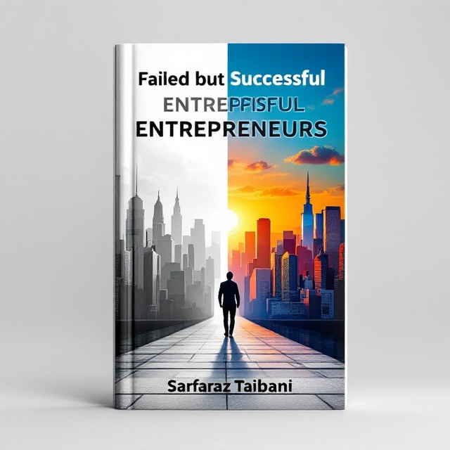 The cover features a split background. The left side consists of a grayscale cityscape symbolizing struggles and failures, while the right side showcases a vibrant cityscape in full color, symbolizing success and triumph. In the center, a silhouette of a determined figure is walking from the grayscale side to the colorful side. The skyline merges seamlessly in the center, showing transition.
