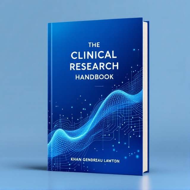 A sleek and modern design with a dominant blue gradient background. In the foreground, an abstract wave graphic symbolizes innovation and forward-thinking. Overlayed are precise, circuit-like patterns that subtly highlight the theme of clinical research. The author’s name is displayed near the bottom in a smaller size.