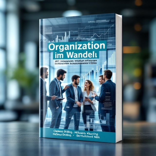 A dynamic scene featuring a diverse group of professionals engaged in a collaborative discussion in a modern office setting. The background includes transparent overlays of visual metaphors such as rising charts or graphs with KPIs. The title and subtitle are prominently positioned, creating an inspiring and future-oriented atmosphere.