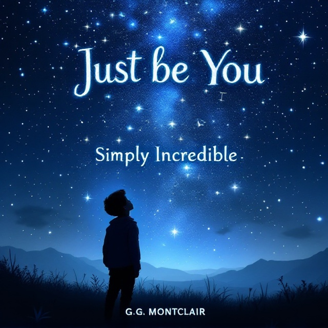The cover features an enchanting scene where a young boy, silhouetted against the night, gazes upwards. Above him stretches an expansive starry sky, shimmering with various constellations. Each constellation is artistically illustrated to represent different aspirations—like a book, a piano, or an airplane. These images subtly create a narrative of dreams and possibilities. The color palette is deep blues and silvers, creating a mystical and alluring atmosphere.