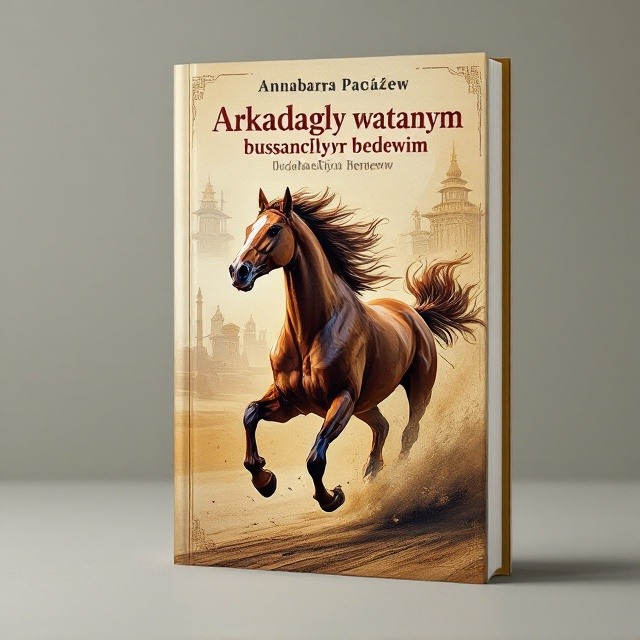 A dynamic illustration of a powerful, sleek horse in motion dominates the cover, capturing the excitement of horse racing. The background features historical elements, like subtle sketches of traditional architecture and garments, softly faded to not detract from the main image of the horse. The color palette consists of warm earth tones accented with flashes of vivid gold, highlighting the horse as the focal point.