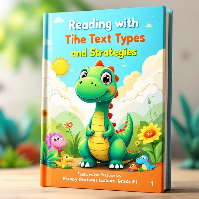 A brightly colored, happy scene with a main cute dinosaur centrally positioned, surrounded by a few outlined, uncolored smaller dinosaurs creating a playful contrast. The background is vibrant, filled with soft clouds and a sun, adding a cheerful ambiance. The vibrant hues and friendly expressions on the dinosaur inspire happiness and curiosity. The overall design maintains an engaging balance between filled and line-drawn elements.