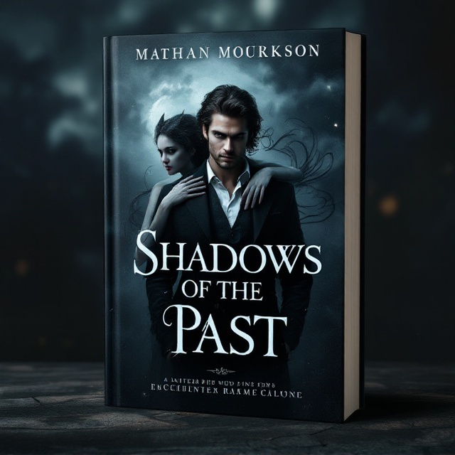 The cover is dominated by a dark, stormy sky that sets a mysterious atmosphere. In the foreground, a confident and enigmatic man faces the reader directly, his piercing eyes hinting at secrets. Behind him, a semi-transparent demon girl stands, her ethereal form slightly faded to enhance the fantasy element. Her hands rest gently yet possessively on his shoulders, creating a contrast of romance and ominous allure.