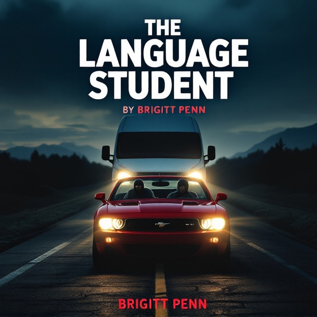 The cover features a dimly lit scene, dominated by a red convertible with its headlights casting stark beams through the dusky, pre-dawn atmosphere. The car is centered, foregrounded on an empty, isolated path. A looming white van ominously blocks its path. Three shadowy figures in balaclavas are caught in mid-action, rushing towards the car, evoking a sense of peril. The frightened expressions of a caucasian woman and a Japanese man with brown hair and blue eyes are visible through the windshield, reflecting the tension. The backdrop is a dark, gradient sky hinting at the impending sunrise.