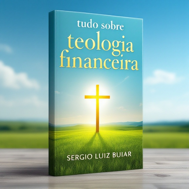 A serene landscape of a lush green field under a clear blue sky, with a golden cross in the foreground gently illuminated by sunlight, symbolizing religious guidance in financial matters. The horizon suggests an expansive, prosperous journey ahead.