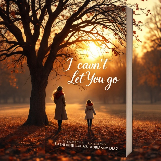 The cover depicts a melancholic scene set during the golden hour, with a young girl standing under a large, leafless tree at the edge of an autumn park. In the midground, slightly blurred, her crush is walking away holding hands with his wife and their daughter. The daughter is skipping playfully, and the family looks happy. The girl, wearing a long coat, holds a red scarf close to her chest, symbolizing her withheld feelings. The colors have a warm yet somber palette dominated by hues of orange, red, and dusky purple, emphasizing both love and heartbreak.