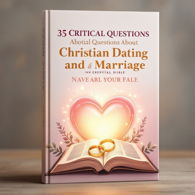 A soft pastel background blending white and light shades of pink transitions into a glowing heart at the center of the cover. Surrounding the heart are interlinked wedding rings and an open Bible subtly nestled within the lower part of the heart, radiating purity and love. Gentle floral-like flourishes extend outward, softening the frame. On the top half, the book title is prominently displayed in elegant typography, with smaller accents below to keep the focus centered around love and spiritual commitment.