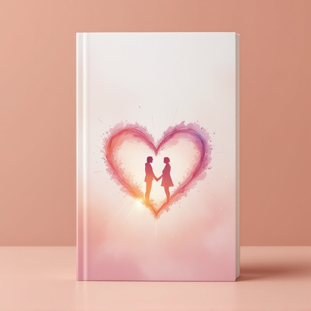 The cover features a soft-focus watercolor heart at the center, with the edges blending seamlessly into the background. A silhouette of a couple holding hands is placed subtly inside the heart shape, giving a sense of intimacy and unity. Behind the heart, pale golden rays radiate outward symbolizing purity and divine blessing. The rest of the background is in soft pastel shades of peach and lavender, giving a romantic and ethereal feel.