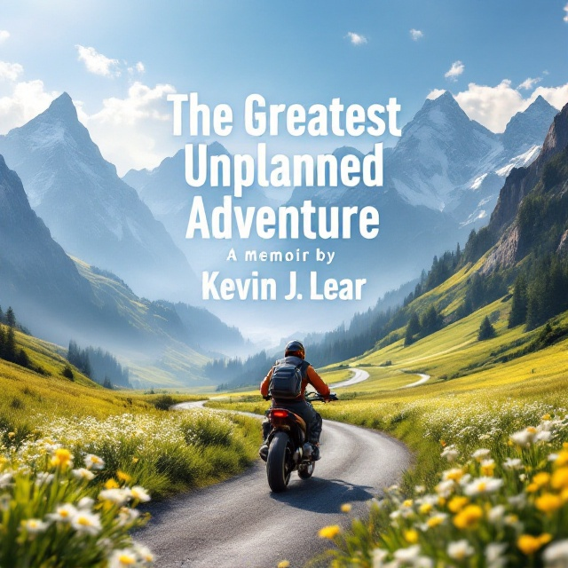 A picturesque Switzerland landscape featuring green meadows, snowy mountain peaks, and a winding path. A motorbike rider is positioned traversing the path toward the foreground, creating a sense of movement and freedom. The sky is painted in bright, sunny hues with a hint of early morning mist. Soft flowers on the meadow frame the bottom edges of the cover, adding a touch of whimsy.