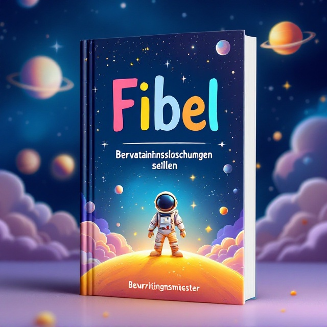 The cover features a vibrant, whimsical illustration of a cheerful little astronaut standing confidently on a glowing, small golden-yellow planet, surrounded by a dreamy expanse of stars, planets, and swirling cosmic clouds. The background blends hues of deep blue, purple, and soft lavender, speckled with twinkling white stars to evoke wonder and excitement. The illustration is playful yet professional, drawing the eye toward the astronaut, who is highlighted by a subtle spotlight effect emanating from the planet.